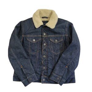 Gap Boys Sherpa Lined Denim Jacket Button Up Medium Warm Trucker Style